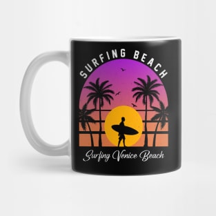 Sunset Vintage Venice Beach Waves Vacation Surfing Paradise Mug
